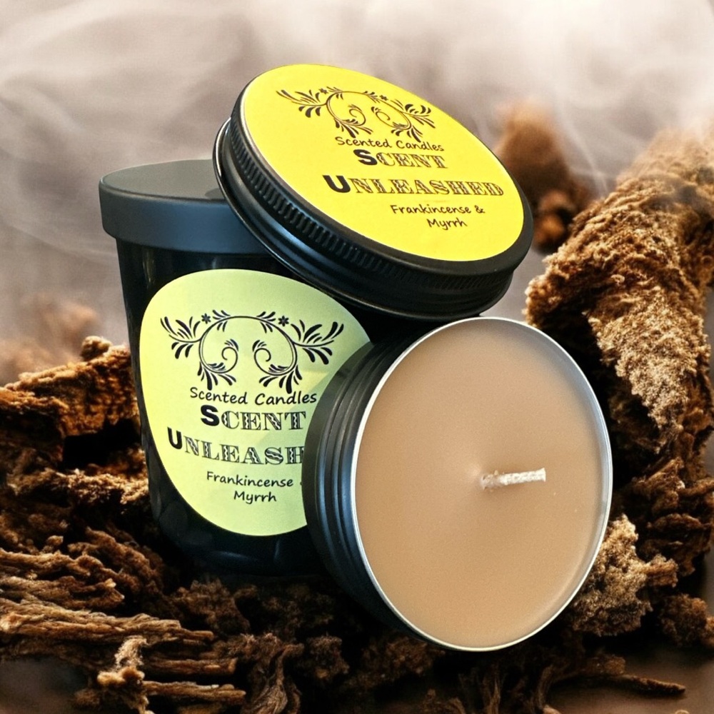 New Frankincense & Myrrh, SCENT UNLEASHED LLC LUXURY HAND POURED SCENTED CANDLE